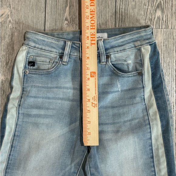 KanCan High Rise Side Stripe Raw Fringe Hem Straight Leg Jean 5/26 - Picture 4 of 11